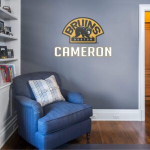 Boston Bruins: Alternate Stacked Personalized Name - Officially Licensed NHL Transfer Decal in White (39.5"W x 52"H) by Fathead