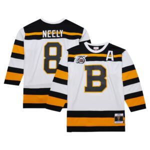 Men's Mitchell & Ness Cam Neely White Boston Bruins 1991/92 Alternate Captain Blue Line Player Jersey
